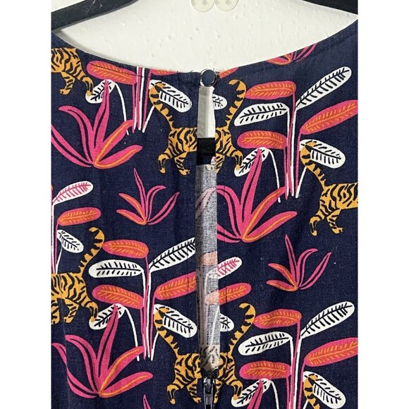 ModCloth Bold Notion Cat Jumpsuit Size Small Linen Blend Colorful - Picture 12 of 16